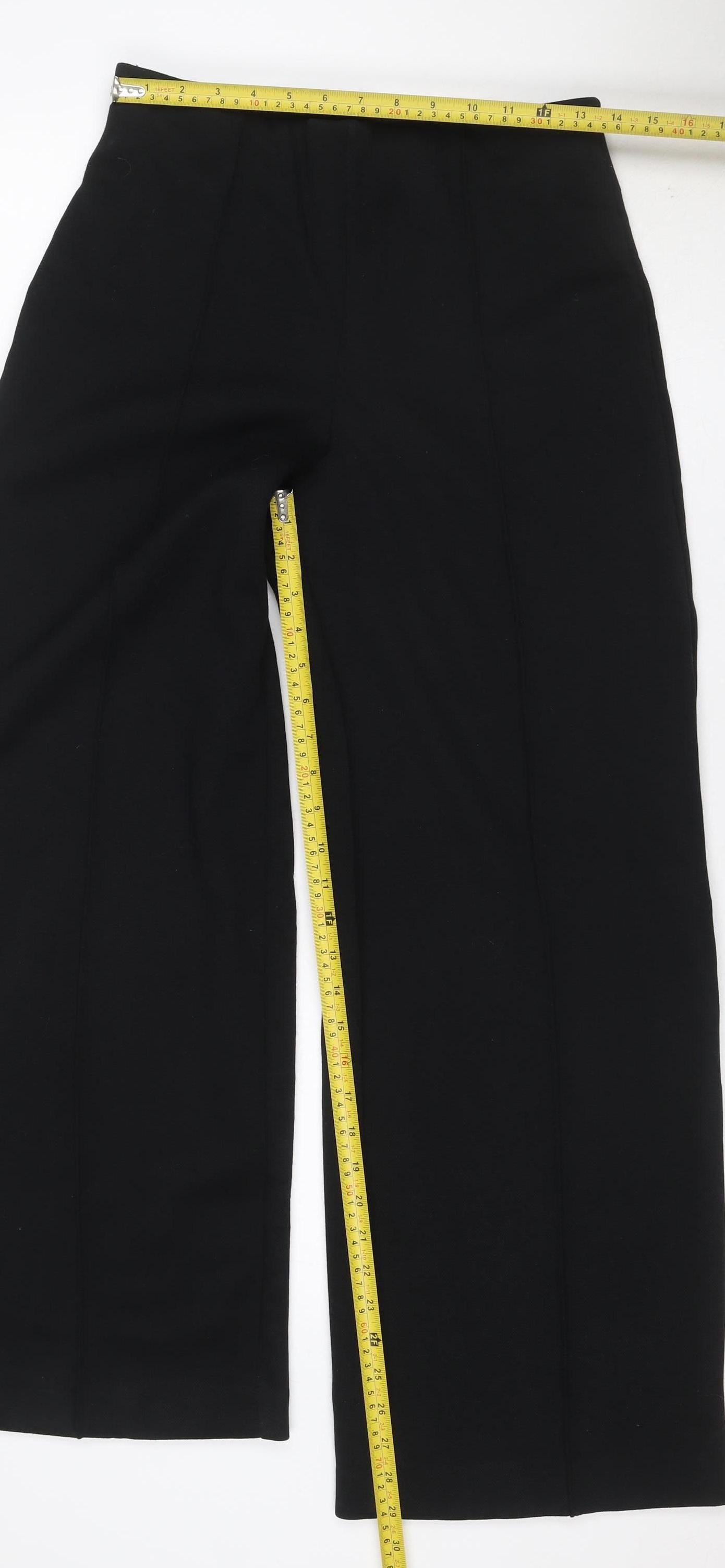 Marks and Spencer Women Black Size 10 Regular Pull-On Straight Trousers