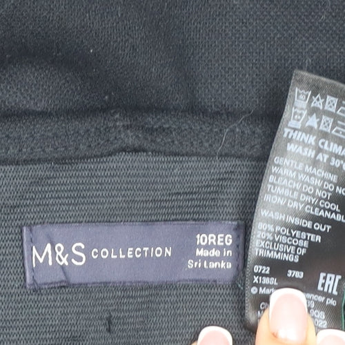 Marks and Spencer Women Black Size 10 Regular Pull-On Straight Trousers