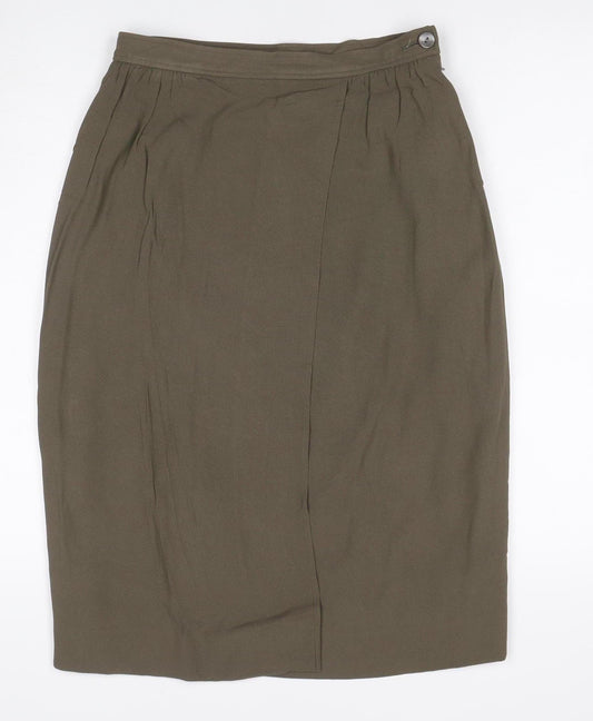 Caractere Women Green UK 12 Midi Pencil Skirt Lined Viscose Blend