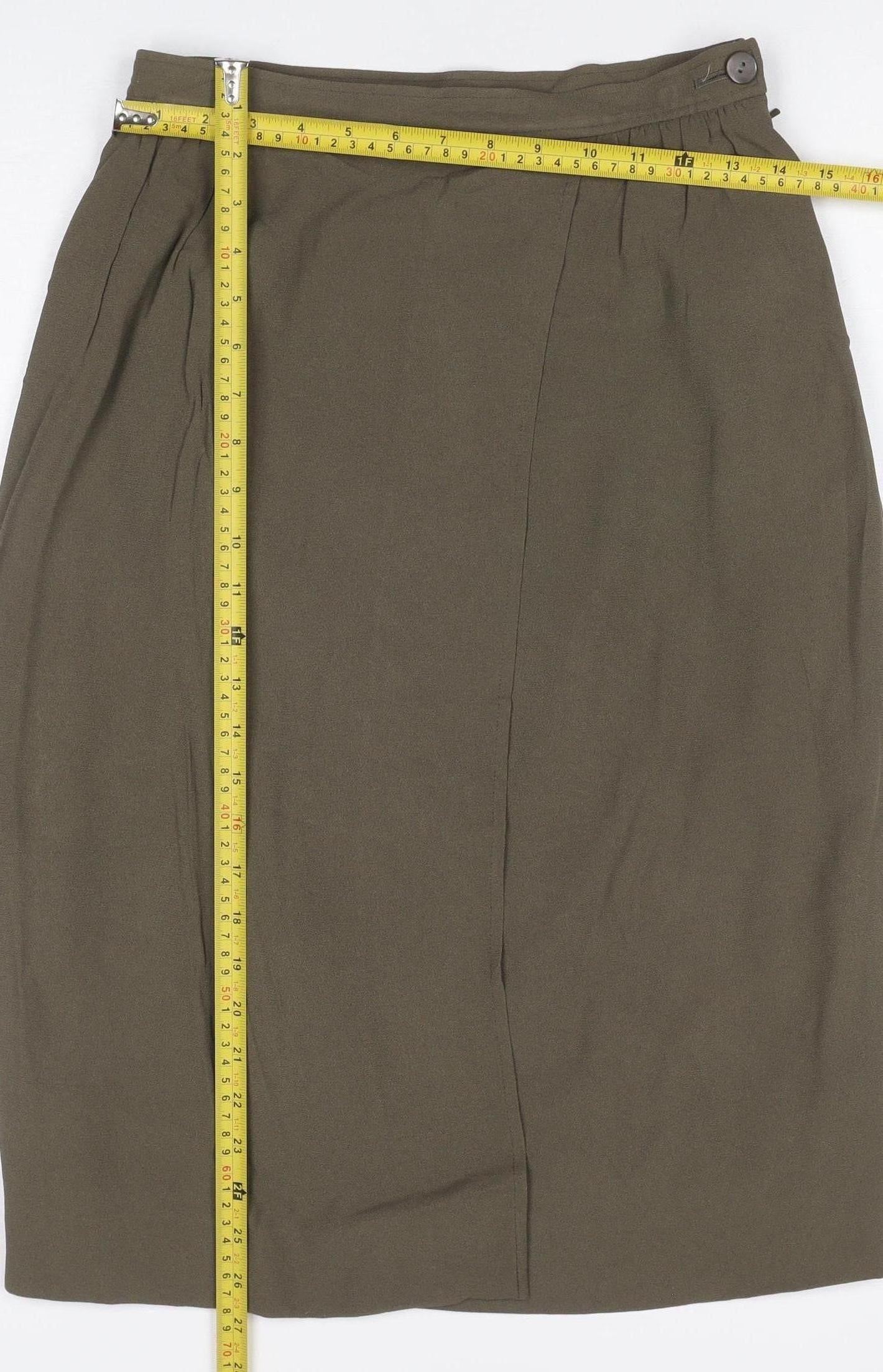 Caractere Women Green UK 12 Midi Pencil Skirt Lined Viscose Blend
