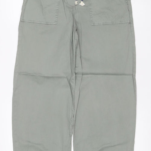 M&S Women’s Sage Green Cotton Drawstring Jogger Trousers UK 8