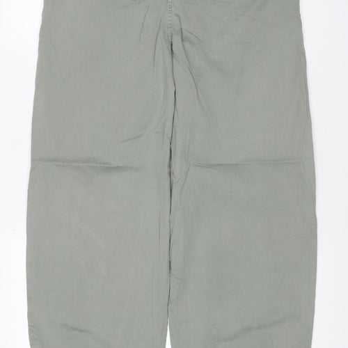 M&S Women’s Sage Green Cotton Drawstring Jogger Trousers UK 8