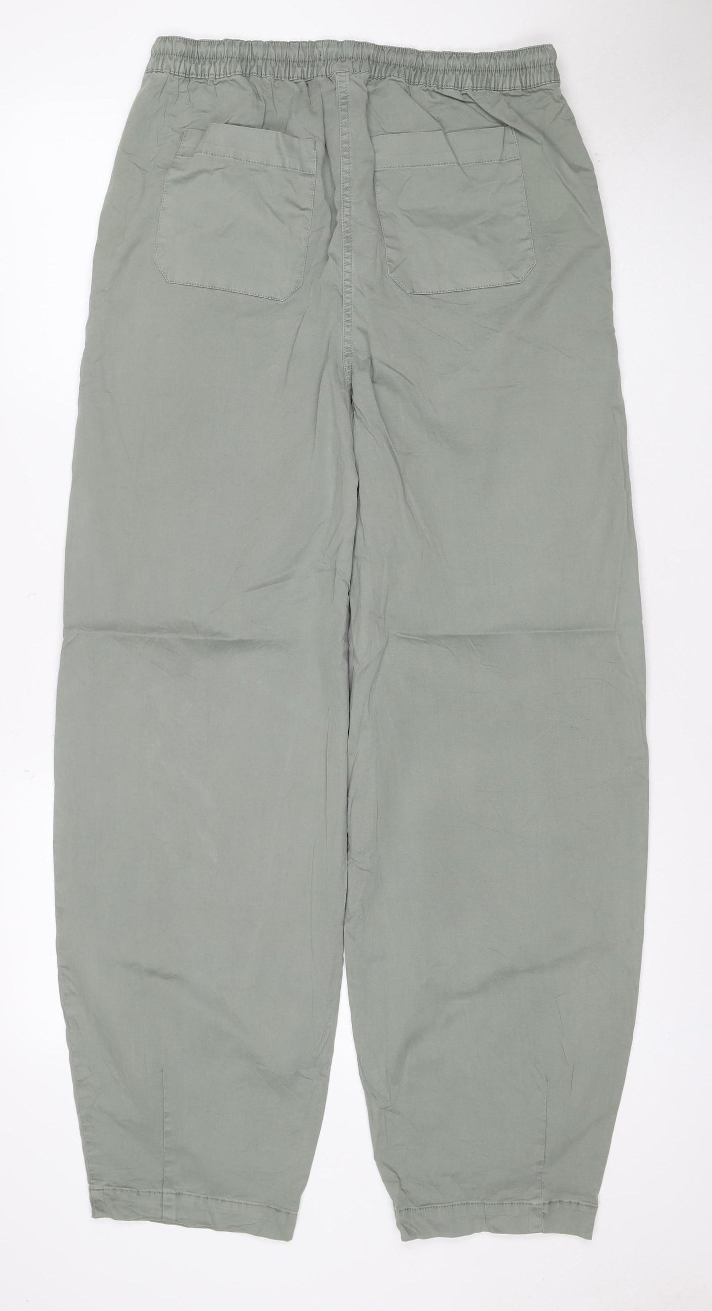 M&S Women’s Sage Green Cotton Drawstring Jogger Trousers UK 8