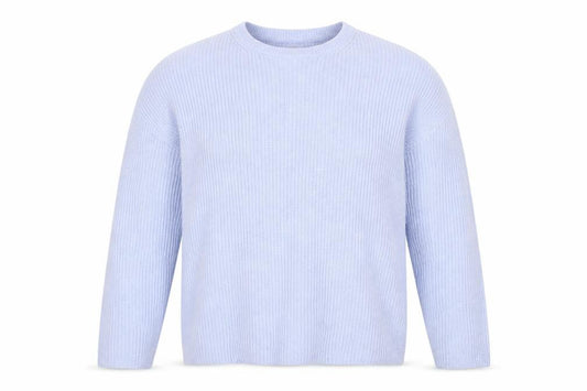 Marks and Spencer Women Blue L Ribbed Crew Neck Knit Jumper