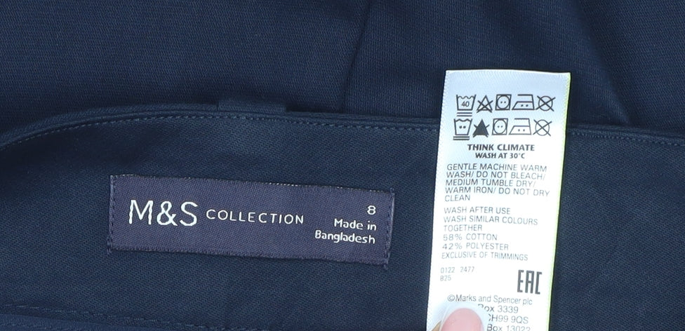 Marks and Spencer Women's Navy Size 8 Wide-Leg Dress Trousers