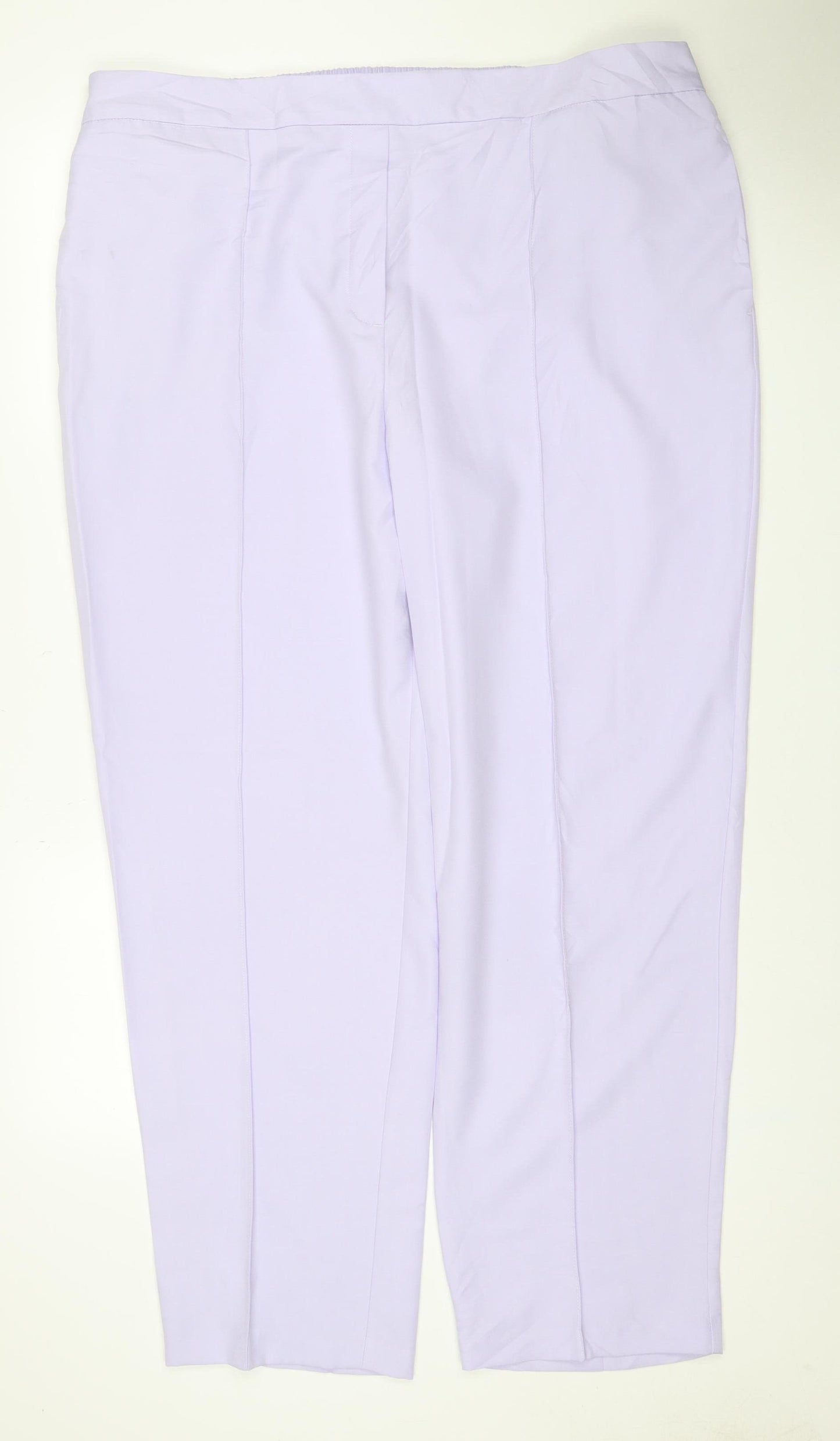 Marks & Spencer Women Lilac Size 22 Straight Elastic Waist Trousers
