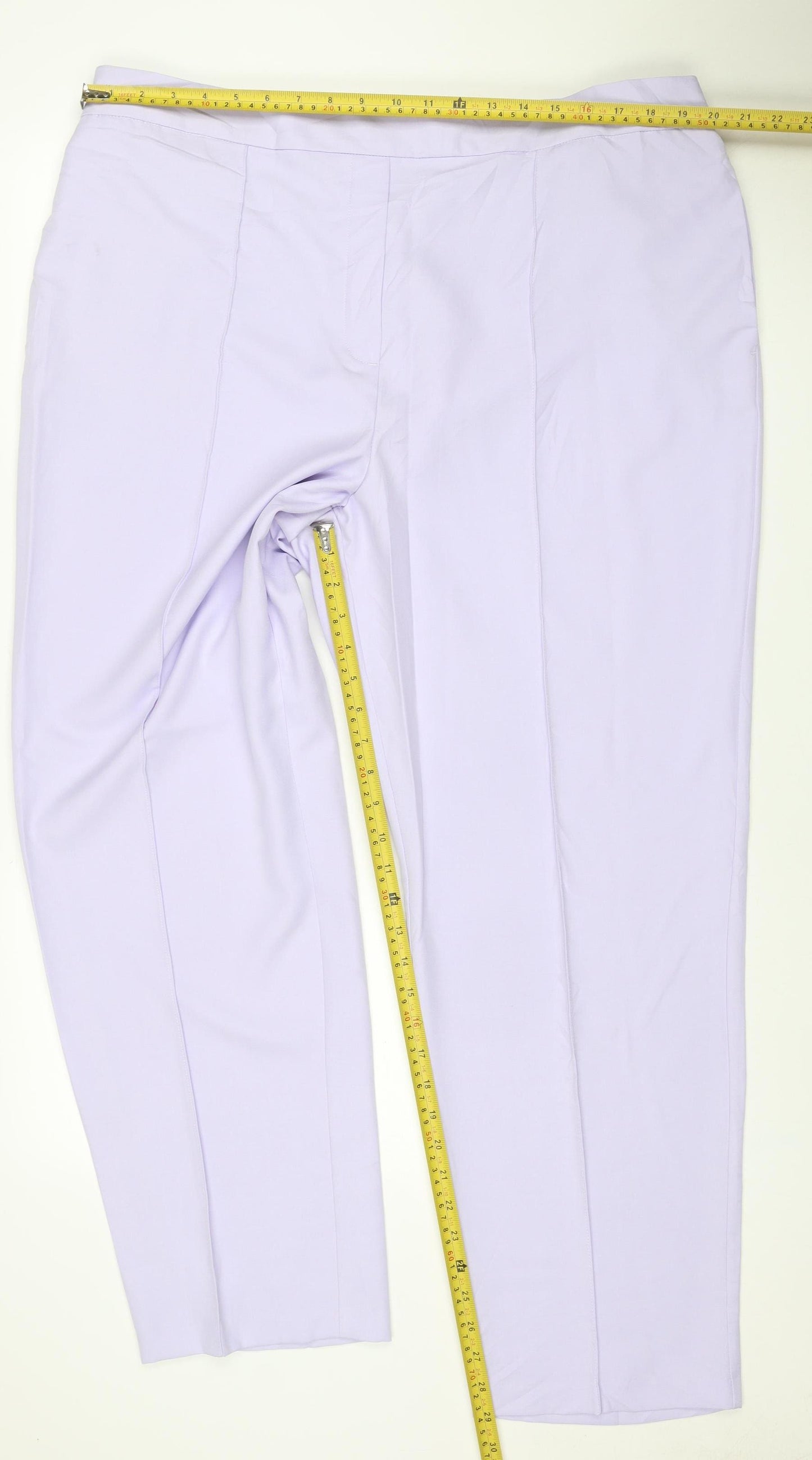 Marks & Spencer Women Lilac Size 22 Straight Elastic Waist Trousers