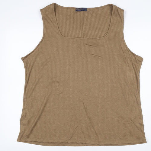 M&S Women’s Brown Size 24 Ribbed Viscose Stretch Square Neck Tank Top