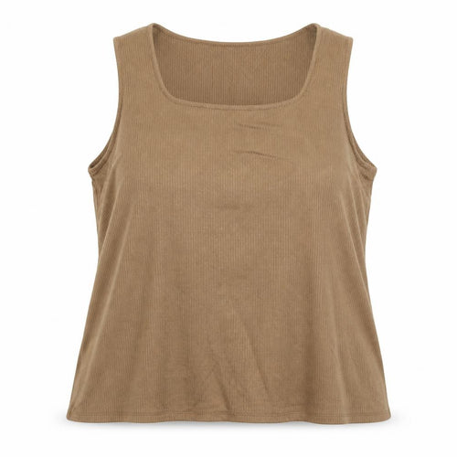M&S Women’s Brown Size 24 Ribbed Viscose Stretch Square Neck Tank Top
