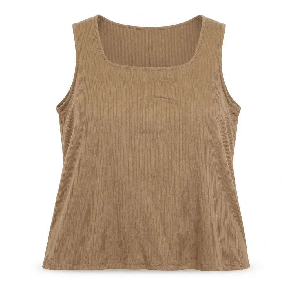 M&S Women’s Brown Size 24 Ribbed Viscose Stretch Square Neck Tank Top