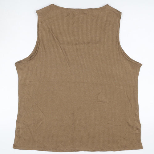 M&S Women’s Brown Size 24 Ribbed Viscose Stretch Square Neck Tank Top