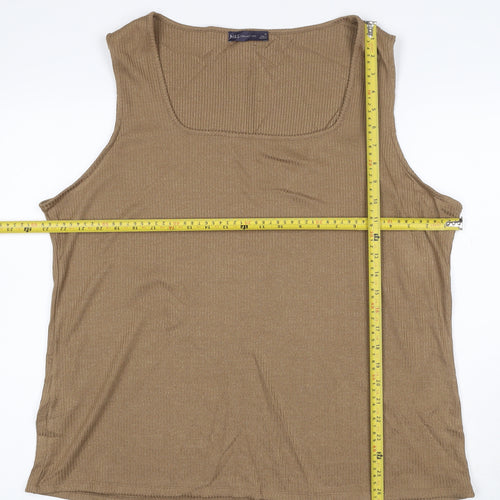 M&S Women’s Brown Size 24 Ribbed Viscose Stretch Square Neck Tank Top