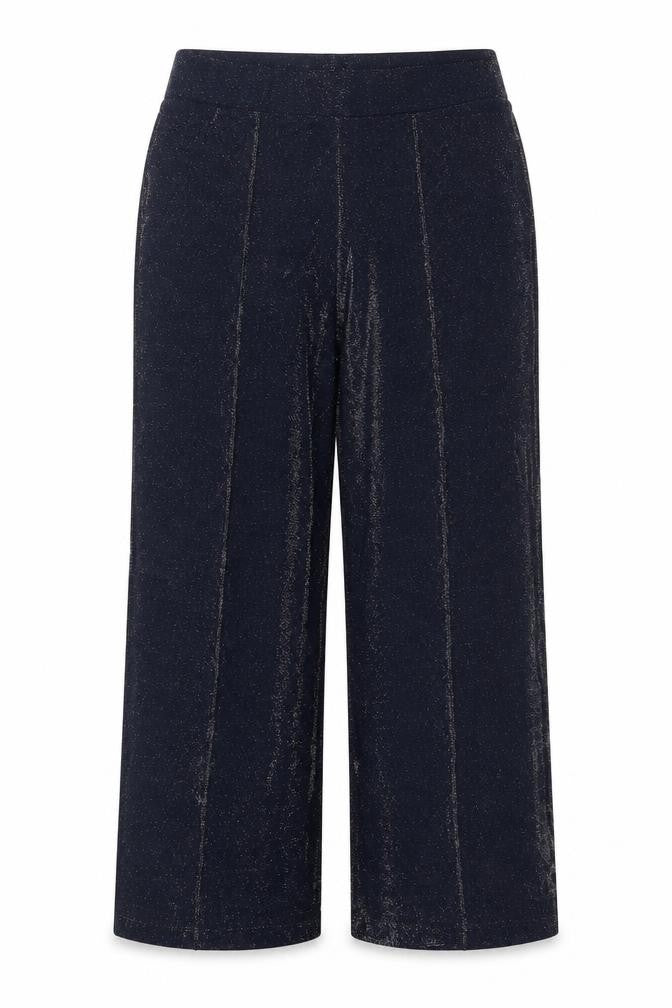 Marks and Spencer Women Black Glitter High Rise Wide-Leg Trousers UK 18
