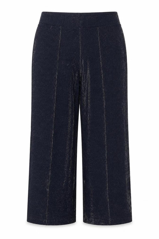 Marks and Spencer Women Black Glitter High Rise Wide-Leg Trousers UK 18