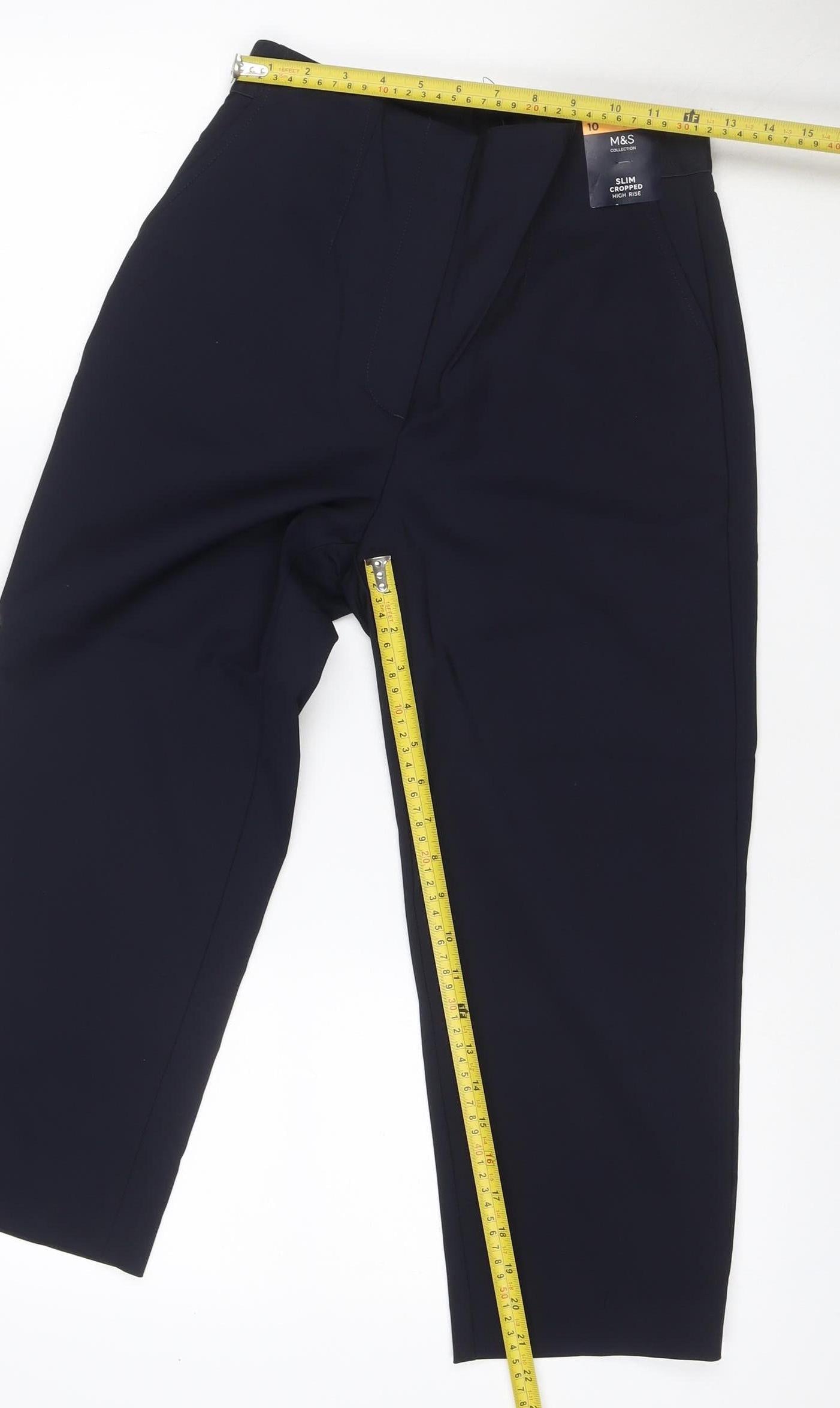 Marks & Spencer Women’s Navy UK 10 Slim Cropped Stretch Trousers