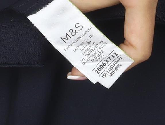 Marks & Spencer Women’s Navy UK 10 Slim Cropped Stretch Trousers