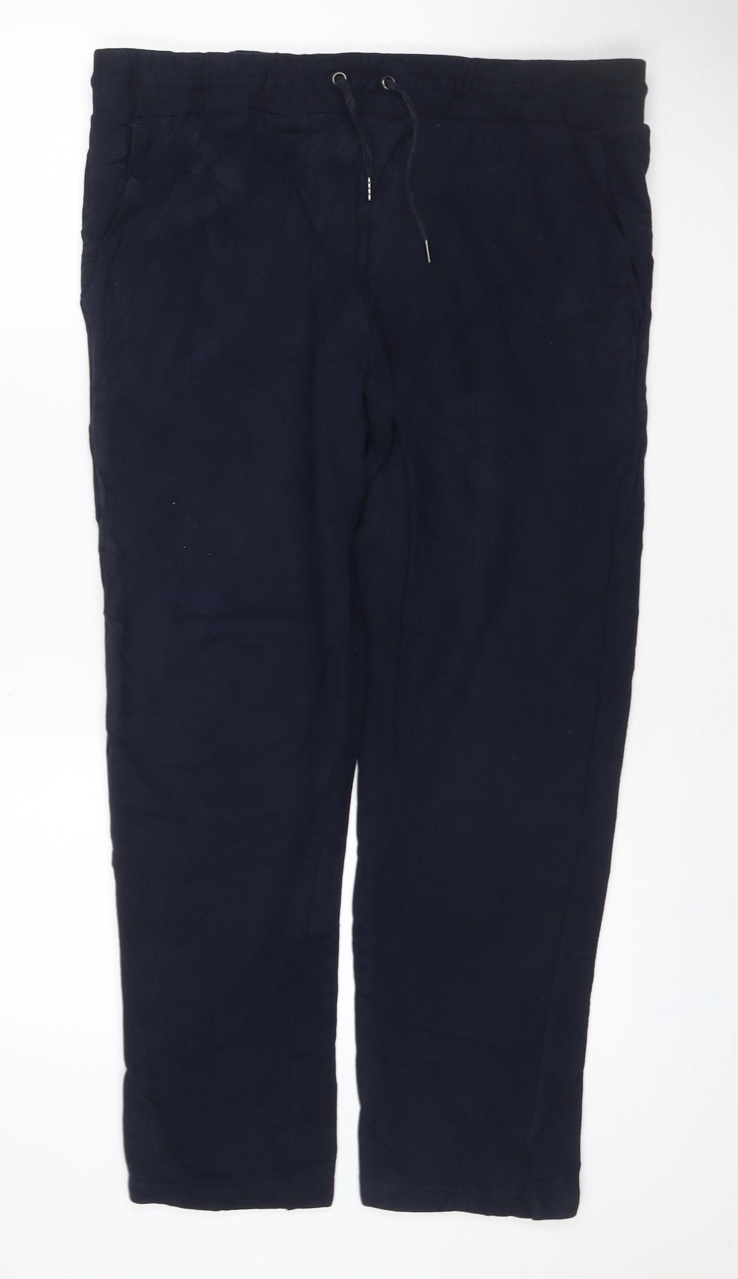 Marks and Spencer Men Blue L Regular Fit Cotton Jogger Sweatpants