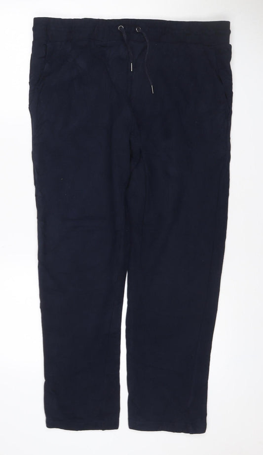 Marks and Spencer Men Blue L Regular Fit Cotton Jogger Sweatpants