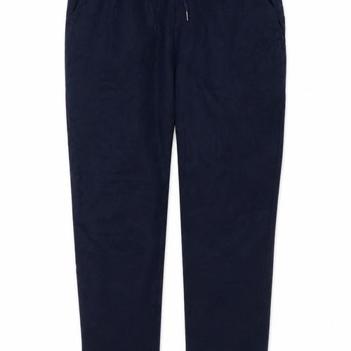 Marks and Spencer Men Blue L Regular Fit Cotton Jogger Sweatpants