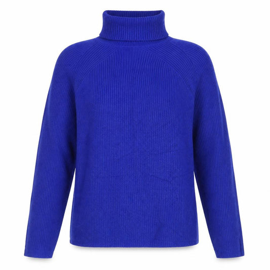 M&S Womens Blue M Roll Neck Cable Knit Raglan Jumper