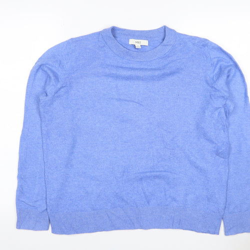 Marks and Spencer Women Blue M Cashmere Crew Neck Knit Jumper
