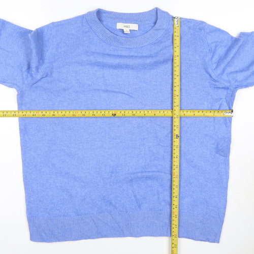Marks and Spencer Women Blue M Cashmere Crew Neck Knit Jumper