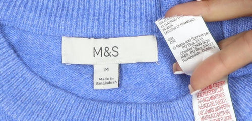Marks and Spencer Women Blue M Cashmere Crew Neck Knit Jumper