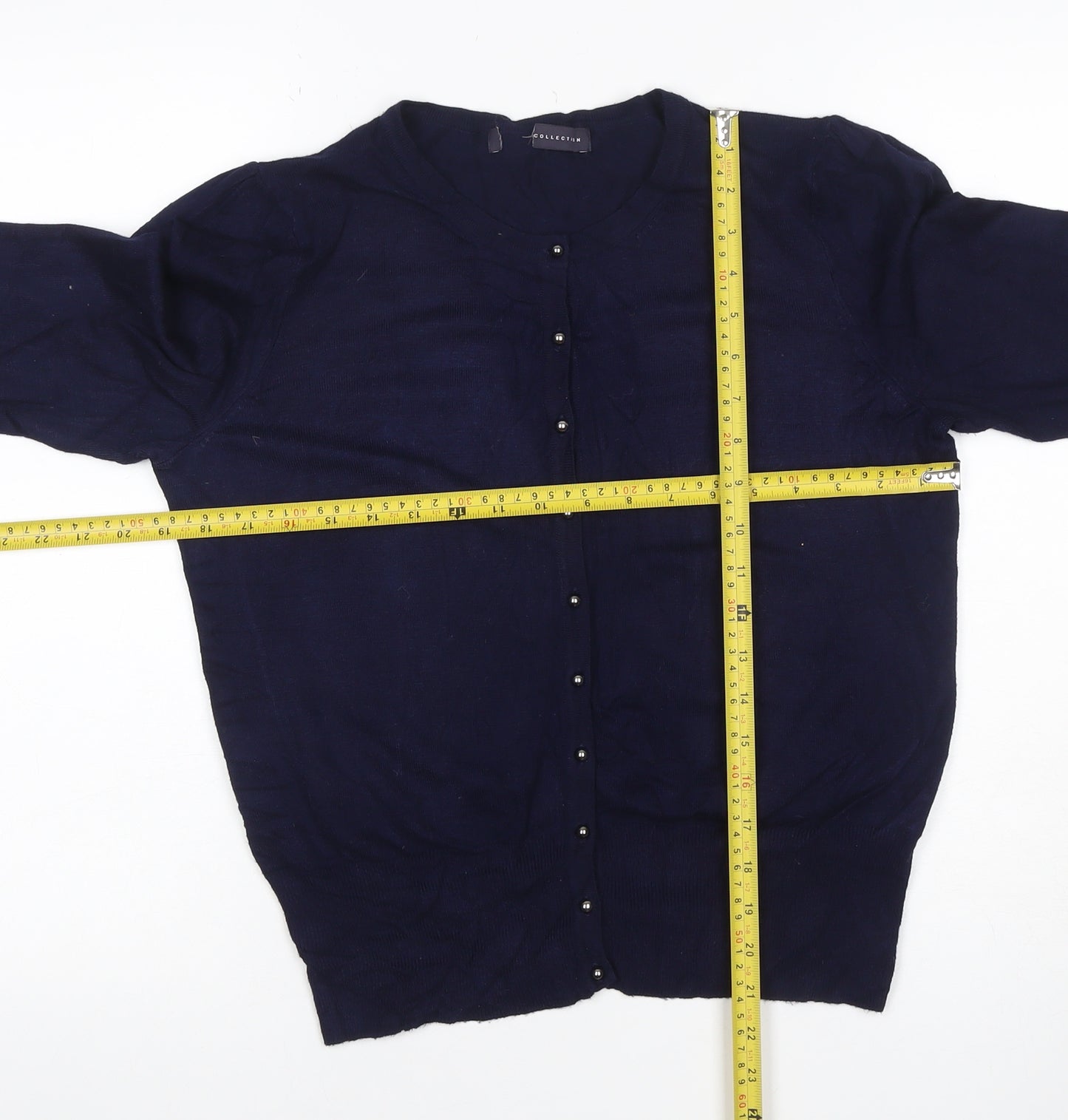 Marks & Spencer Women’s Navy Blue UK 12 Round Neck Button Cardigan