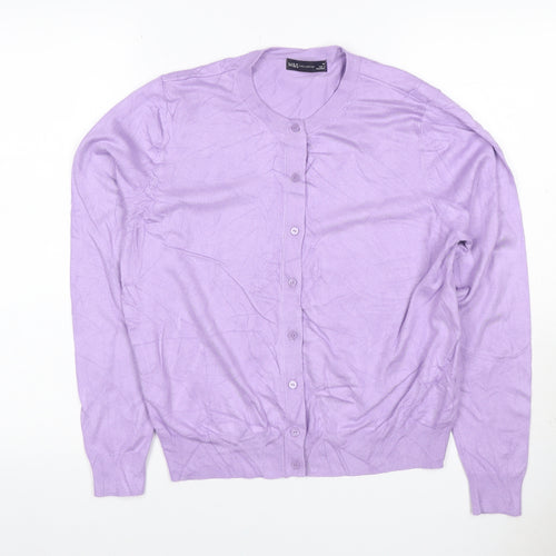 Marks & Spencer Women’s Purple Size 14 Cotton Button Cardigan