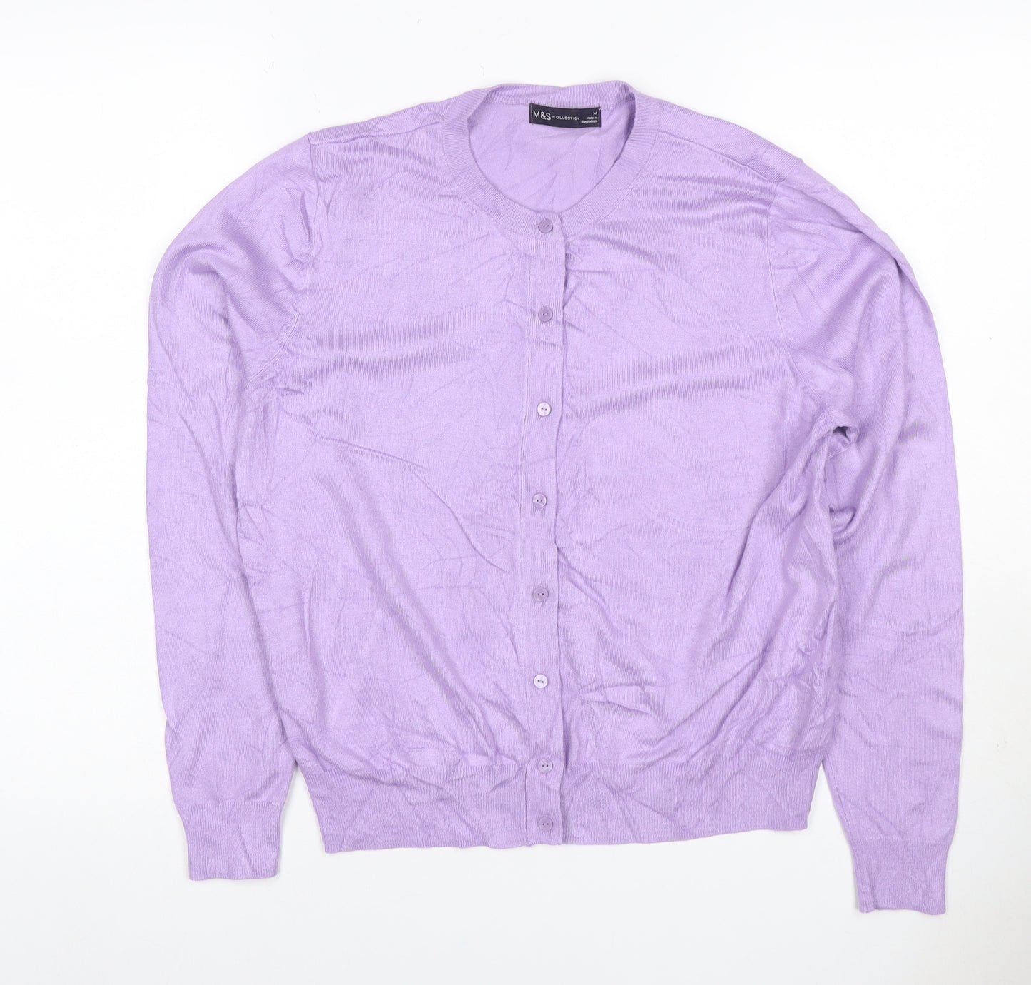 Marks & Spencer Women’s Purple Size 14 Cotton Button Cardigan