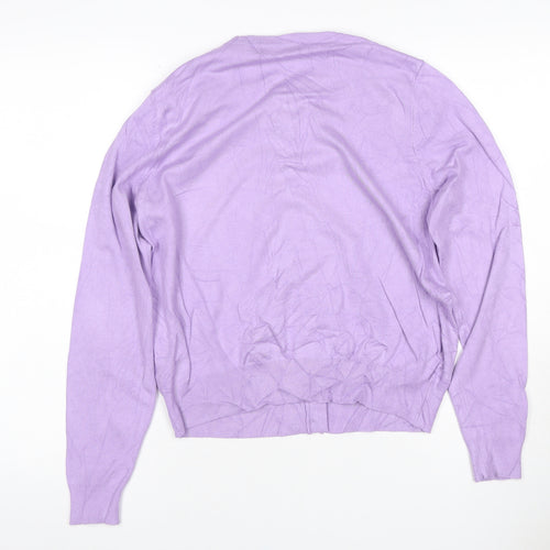 Marks & Spencer Women’s Purple Size 14 Cotton Button Cardigan