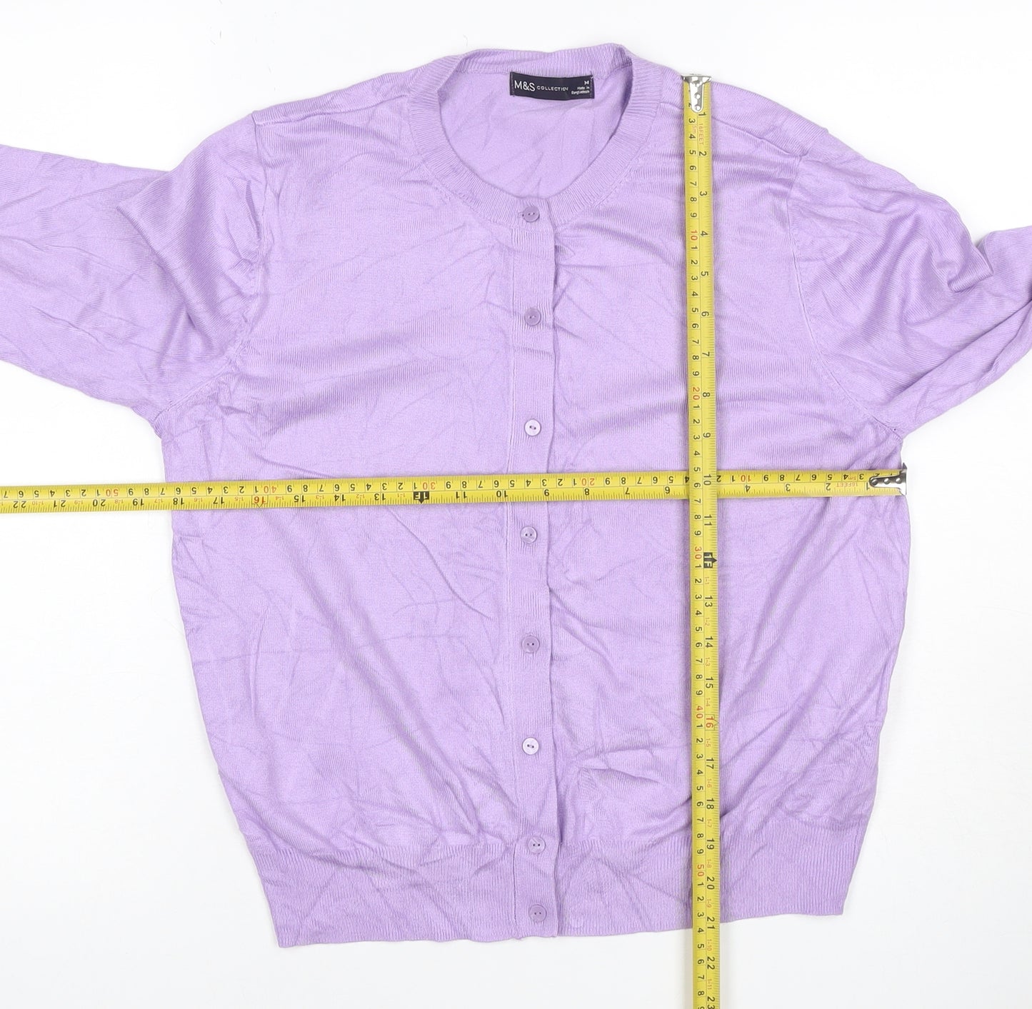 Marks & Spencer Women’s Purple Size 14 Cotton Button Cardigan
