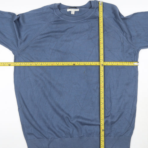 Marks and Spencer Mens Blue XL Pure Cotton Crew Neck Pullover Jumper