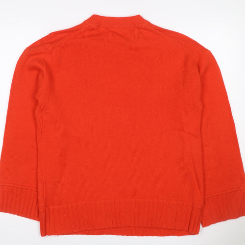 Autograph Women Orange Cashmere Crew Neck Raglan Jumper UK 8