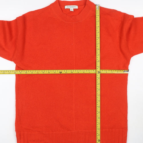 Autograph Women Orange Cashmere Crew Neck Raglan Jumper UK 8