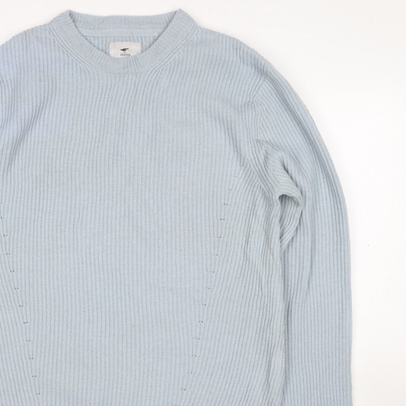 Minimum Men’s Blue M Cable-Knit Crew Neck Pullover Jumper