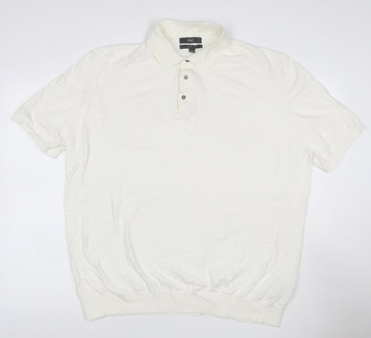 Marks and Spencer Men's Ivory 2XL Cotton Rich Short Sleeve Polo Shirt