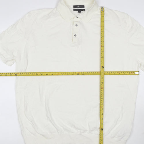 Marks and Spencer Men's Ivory 2XL Cotton Rich Short Sleeve Polo Shirt