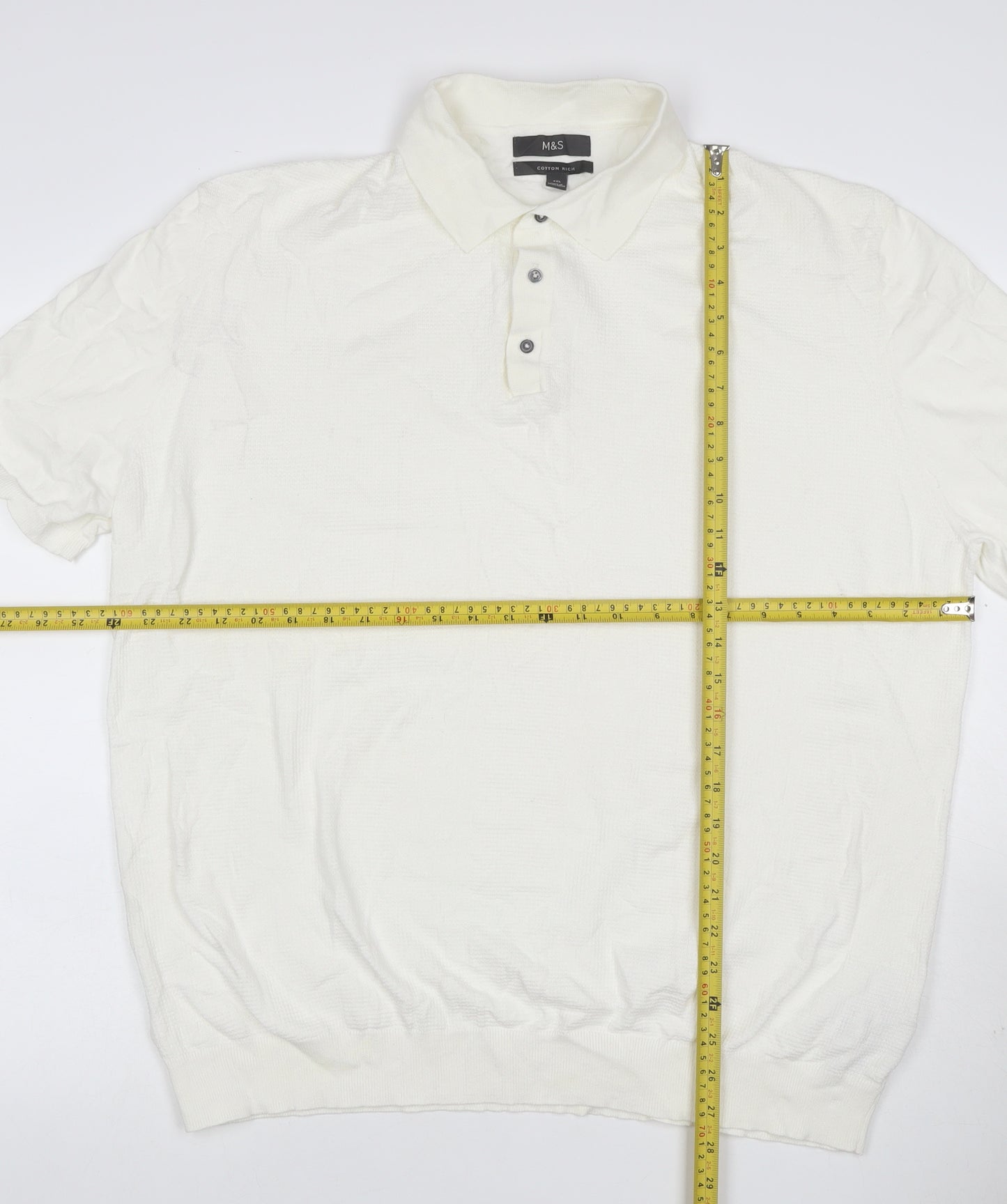 Marks and Spencer Men's Ivory 2XL Cotton Rich Short Sleeve Polo Shirt