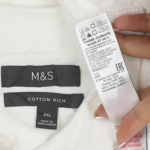 Marks and Spencer Men's Ivory 2XL Cotton Rich Short Sleeve Polo Shirt