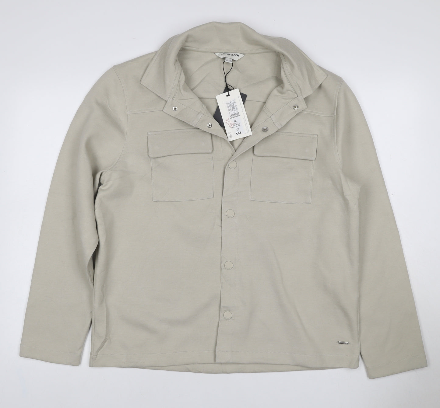 Autograph Men Beige M Military Jacket Cotton Stretch Utility NWT
