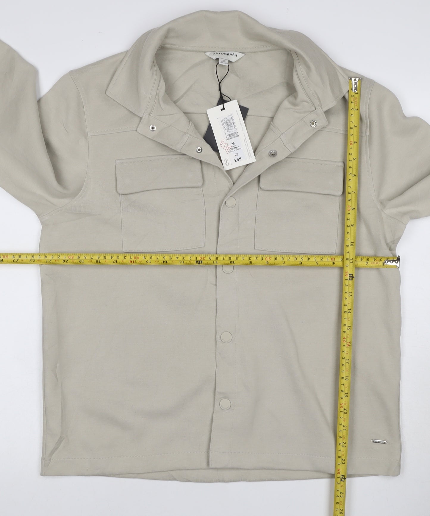 Autograph Men Beige M Military Jacket Cotton Stretch Utility NWT