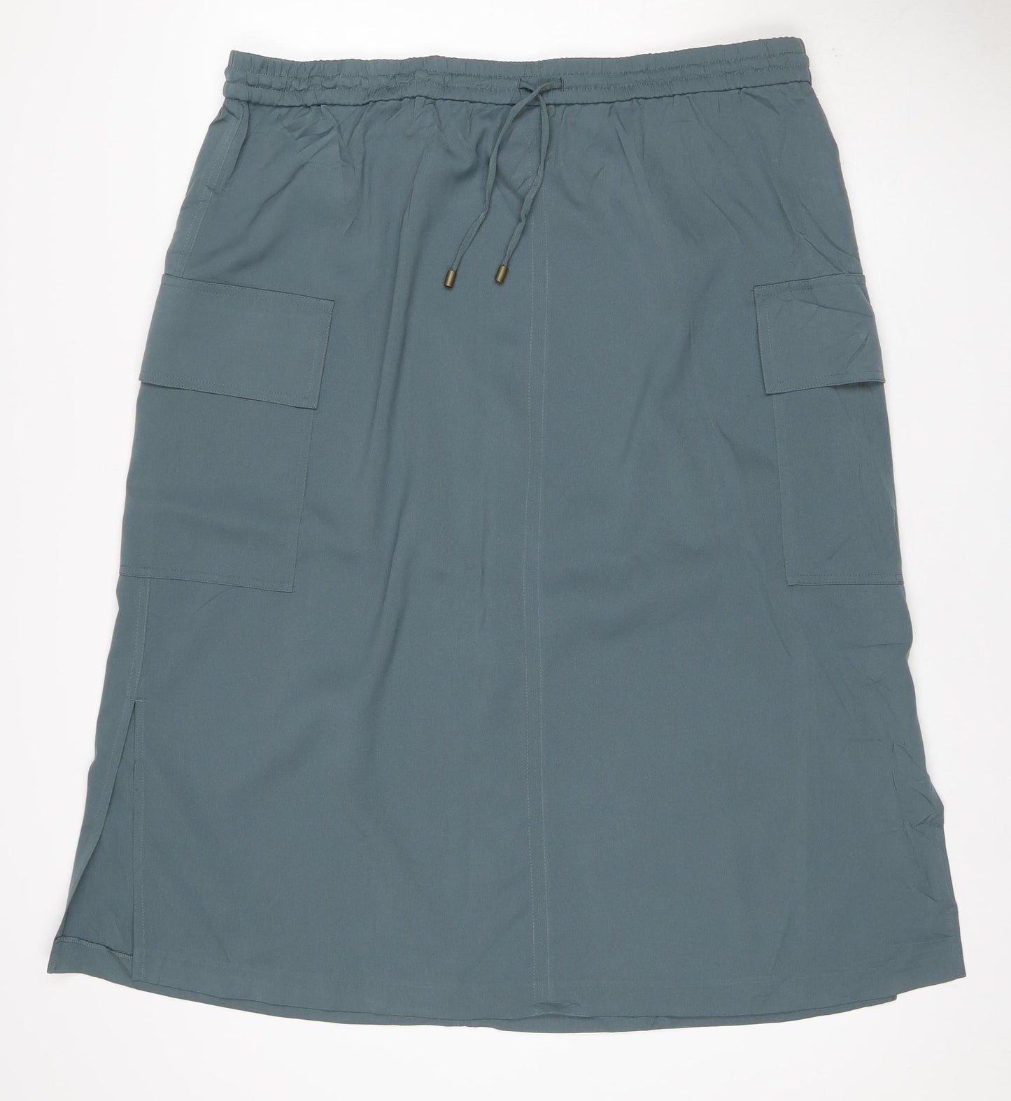 M&S Women Green UK 22 Cargo Midi Drawstring Pocket Skirt