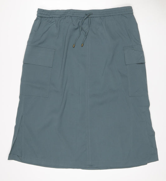 M&S Women Green UK 22 Cargo Midi Drawstring Pocket Skirt