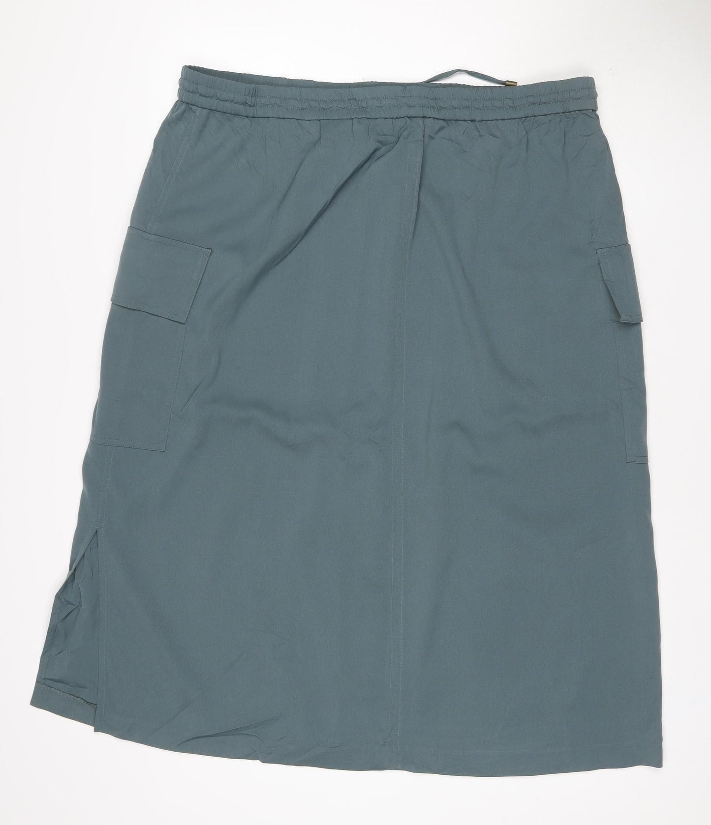 M&S Women Green UK 22 Cargo Midi Drawstring Pocket Skirt