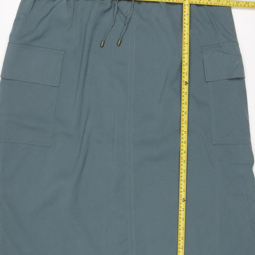 M&S Women Green UK 22 Cargo Midi Drawstring Pocket Skirt