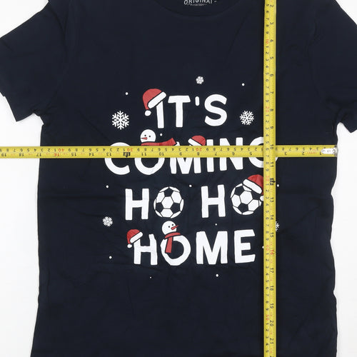 Marks and Spencer Boys Navy 13-14 Years Basic Christmas Football T-Shirt