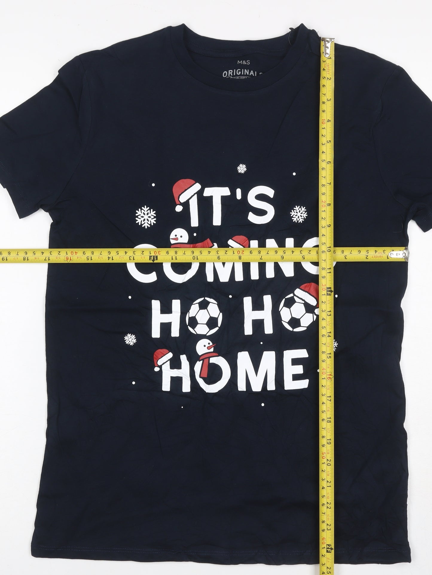 Marks and Spencer Boys Navy 13-14 Years Basic Christmas Football T-Shirt