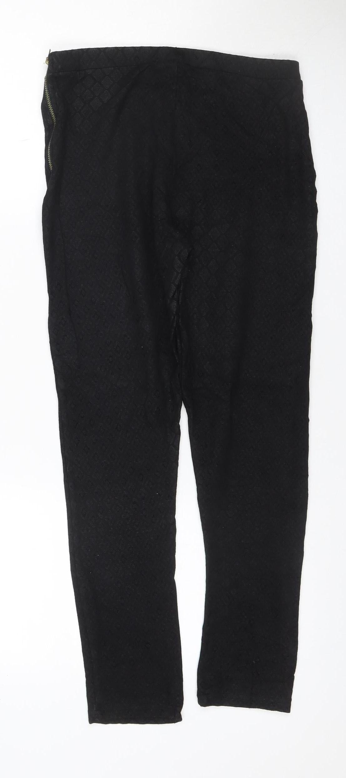 Topshop Women’s Black UK 12 Geometric Tapered Stretch Trousers
