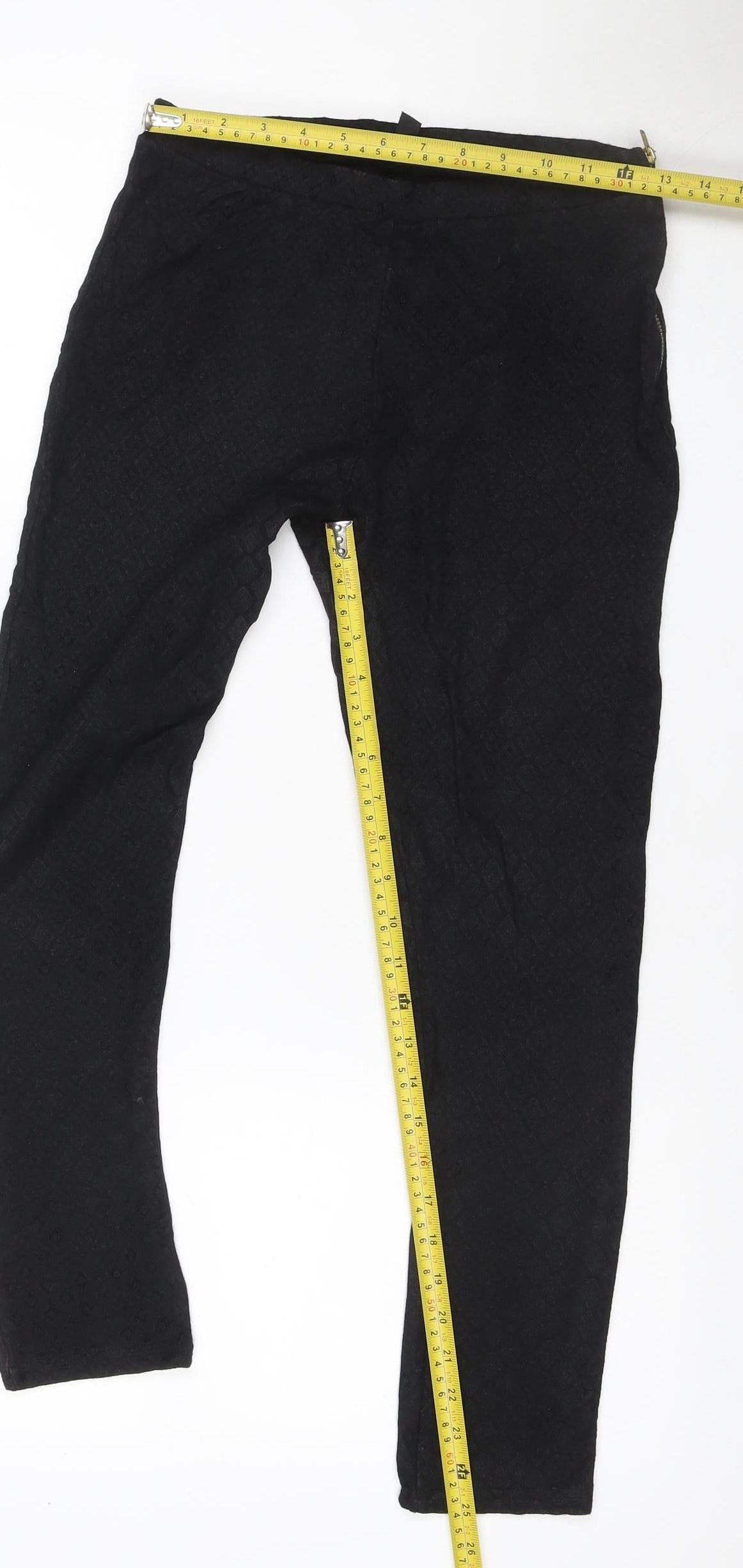 Topshop Women’s Black UK 12 Geometric Tapered Stretch Trousers